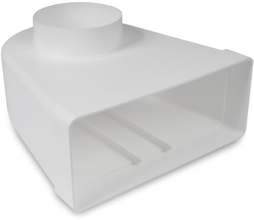 90° Degree 220 x 90 mm to Diameter 100 mm Rectangular Flat Duct Connector for Round Pipe Connection - Air Conditioning, Ventilation, Heating, Cooling
