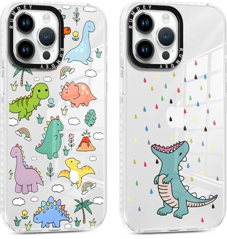 RUMDEY 2 Pack Cartoon Animals Pattern for iPhone 11 Pro Max 6.5 Phone Case, Cute Coquette Dinosaur Print Design Clear Cases Soft Silicone Slim TPU Shockproof Protective Fundas for Women Girls Kids