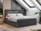 MKS MEBLE Boxspringbett 200x200 mit Led Grau, Polsterbett Bett 200x200 mit LED Kopfteil, Multipocket Matratze H3, Doppelbett mit Bettkasten Stauraumbett - Gold-5 - Dunkelgrau Struktur