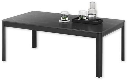 Stella Trading Lenni Couchtisch, Schwarz - Moderner Wohnzimmertisch mit Keramikplatte und Metallgestell - 120 x 45 x 70 cm (B/H/T)