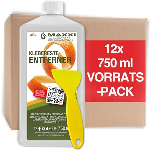 Klebstoffentferner Etikettenlöser 12x 750 ML mit Zitrusduft Extrem starker Entferner für hartnäckige Etiketten, Aufkleber & Klebereste - Etikettenentferner