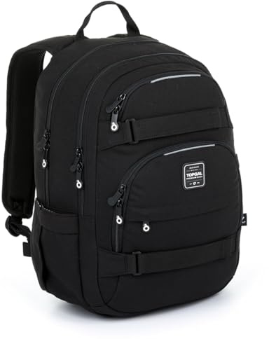 TOPGAL Schulrucksack Jungen Mittelstufe Ergonomisch 25L Stauraum Standfest Laptopfach Schwarz