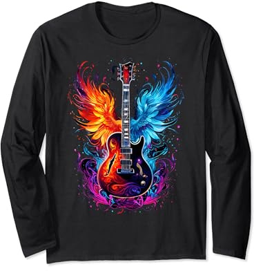E-Gitarre der Sterne im Eis Flammenden Feuer design Langarmshirt