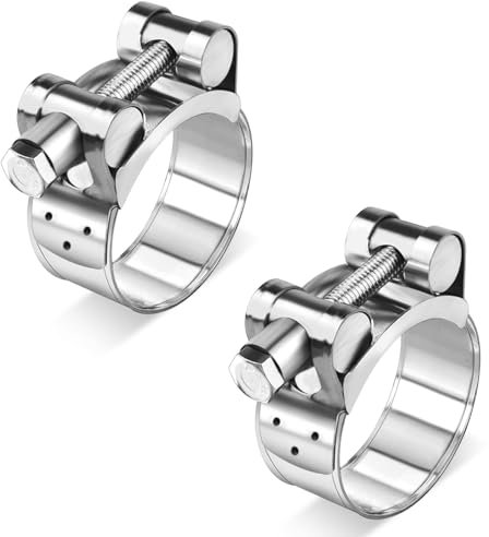 eupdd 4 Pièces Collier de Serrage Inox : Collier Echappement Moto 32-35mm, Colliers de Manchon Echappement, Collier de Serrage à Boulon en T, Collier Echappement pour Domestique, Jardin, etc