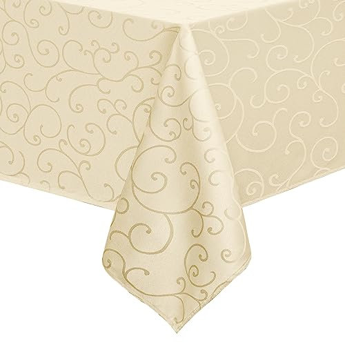 Romanstile Tischdecke abwaschbar 80 x 80 cm beige Mitteldecke quadratisch wasserabweisend kleine Tischdecken Tischtuch für Weihnachten,Outdoor,Garten,Geburtstag,Esszimmer,Hochzeit,Silvester
