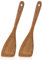 Yuanchu Wooden Spatula Set, 2Pcs Wooden Turners 12.8 Inches Long Handle Frying Spatula for Cooking Small Cooking Utensils Wood Flipper for Non-Stick Cookware