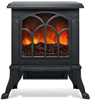 FIVMEN Elektrokamin mit Heizung 750W/1500W Kaminofen Elektrisch Kaminfeuer mit LED 3D Flammeneffekt Elektro Kamin Elektrischer Kamin Temperaturen Einstellbarer Schwarz