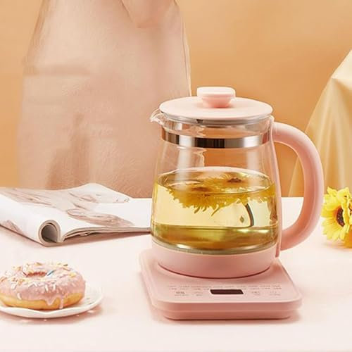 AFAGUEEUPD Multi-Functional Health Pot, Electric Water Kettle, Glass Kettle, Electric Kettle, Flower Teapot, Tea Maker with Strainer, Multifunctional Thermostatic Kettle Pink
