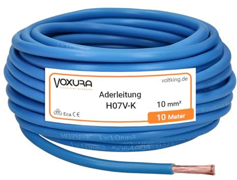 H07V-K 10 mm² blau 10 Meter Aderleitung flexibel Verdrahtungsleitung Einzelader Litze PVC 10mm2