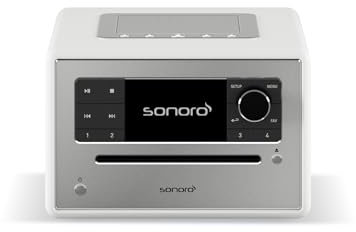 sonoro Elite Internetradio mit CD-Player & Bluetooth (UKW/FM, DAB Plus, WLAN, Wecker, Podcasts, Spotify, Amazon Music, Deezer) Weiß