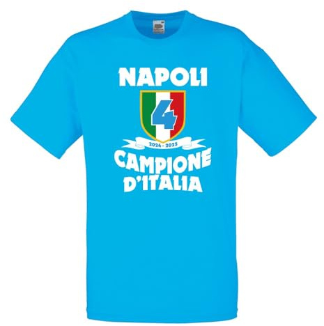 love print T-Shirt Napoli Campione Quarto Scudetto Sartoriale Idea Regalo Festa del papà - Unisex Cotone Fullprint 100% Azzurra ianca Forza Napoli (IT, Testo, XXL, Regular, Regular, Azzurro)