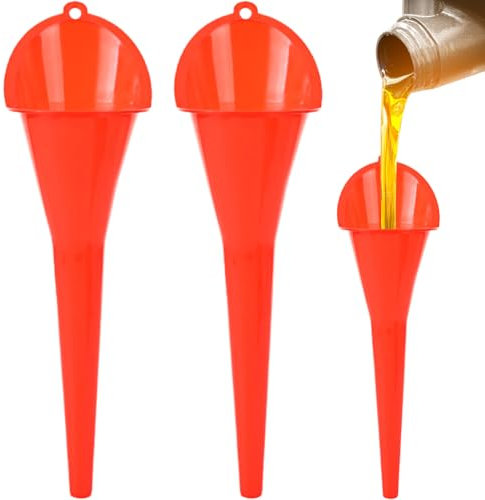 SZJFYMQ 2PCS Larga Bocca Imbuto,Imbuto riempimento aiuto öltrichter Set,Universale Automotive Veicolo Lungo Beccuccio Estensione Auto per Acqua Benzina,29CM (rosso)