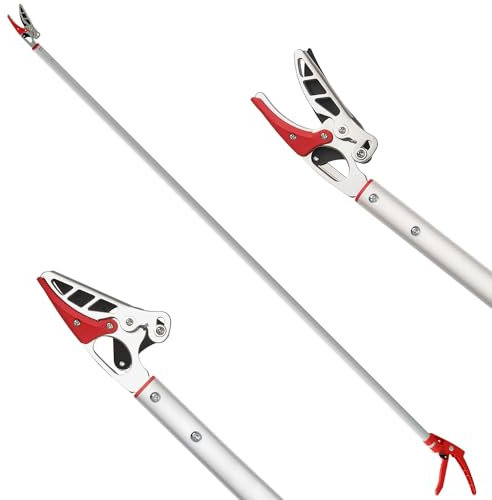 Outsunny 1,8m Baumschere mit Feststellvorrichtung Astscheren zum Schneiden und Halten Gartenschneider mit Aluminiumgriff, Langstielige Gartenschere für Äste, für Schneiden von Ästen Obstpflücken