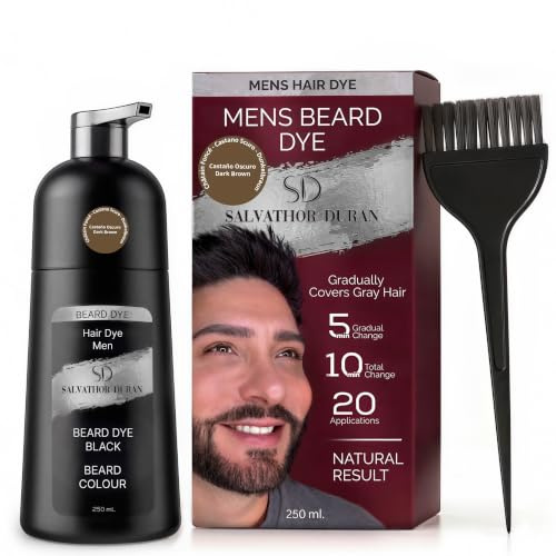 Tinte Barba Hombre - Tinte Barba - Champu Anticanas Hombre - 20 Aplicaciones - Salvathor Duran - 250 ml. - Color Castaño Oscuro