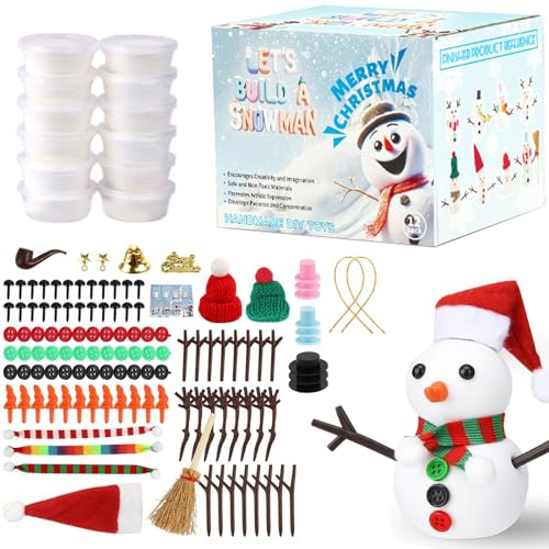 diy Bastelset Weihnachten Modelliermasse Lufttrocknend, Wie Hüte,Schals & Knöpfe,Kreative Weihnachtsdekoration,DIY Knete Weihnachten Geschenk-131pcs