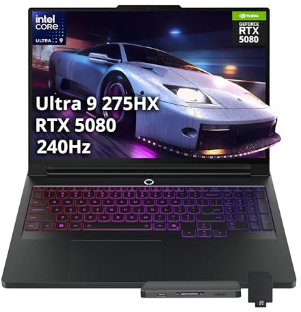 Lenovo Legion Pro 7i 16 WQXGA 240Hz Gaming Laptop, Intel Core Ultra 9 275HX, GeForce RTX 5080 16GB GDDR7, 64GB RAM, 3TB Storage (2TB SSD + 1TB Docking Station), Tastiera RGB retroilluminata, Win 11