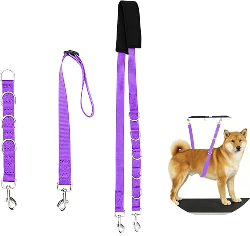 3 Piece Dog Grooming Harness, Adjustable Pet Restraint Loop with D-Rings, Nylon Belly Bands for Dogs Cats, Bathing Grooming Table Control, Training Activities
