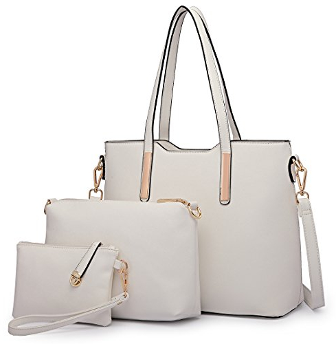 Miss Lulu Women's 3-Piece Tote Bags Set Handbag Faux Leather Shoulder Bag & Purse