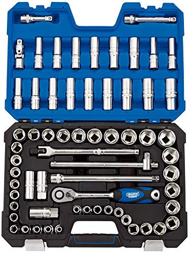Draper 16456 1/2-Inch Square Drive Combined MM/AF 63 Piece Socket Set , Blue