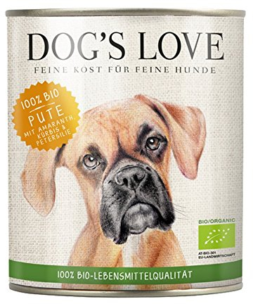 Dog's Love Hundefutter Nassfutter Bio Pute mit Amaranth, Kürbis & Petersilie (6 x 800g)