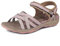 GRITION Frauen Wandern Sandalen Damen Outdoor Sport Wasser Schuhe Sommer Flach Cross-Tied Beach Sandalen Open Toe Verstellbare klettverschluss Walking Schuhe Schwarz (EU 39, Beige/Pink)