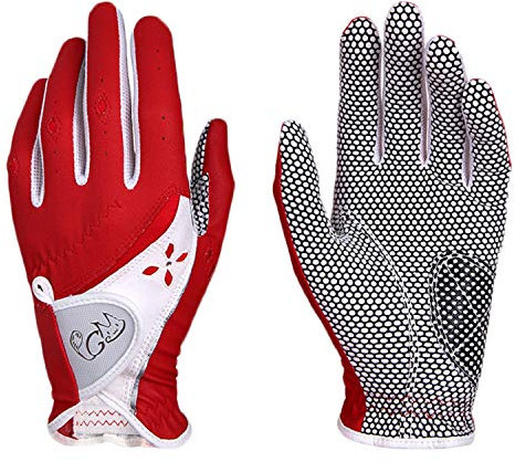 PGM Damen Golfhandschuh ein Paar, verbessertes Griffsystem, kühl und bequem (rot, 17, XS)