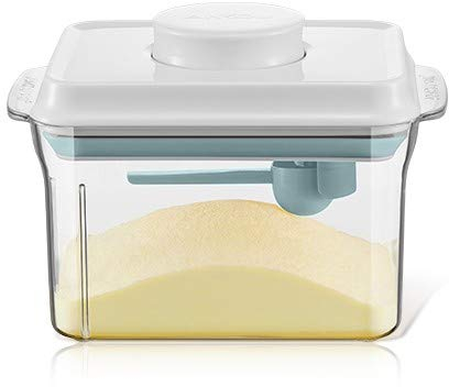 1L, Luftdichte Milchpulver-Spender, Tragbarer Milchpulver-Kasten,Milchpulver Behälter mit Löffel, Einhandbedienung, Abnehmbar, zur Aufbewahrung von Baby Milchpulver, Obst und Lebensmitteln