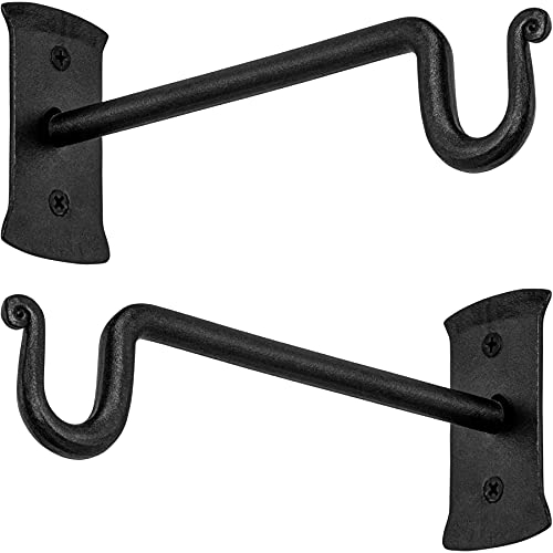 RTZEN Plant Hanger Shepards Hook 7.5 - Heavy Duty Wrought Iron Wall Decor - Indoor or Outdoor Shepherds Hook Hanging Bracket for Bird Feeders Lanterns Baskets and Wind Chimes - 2 Pack