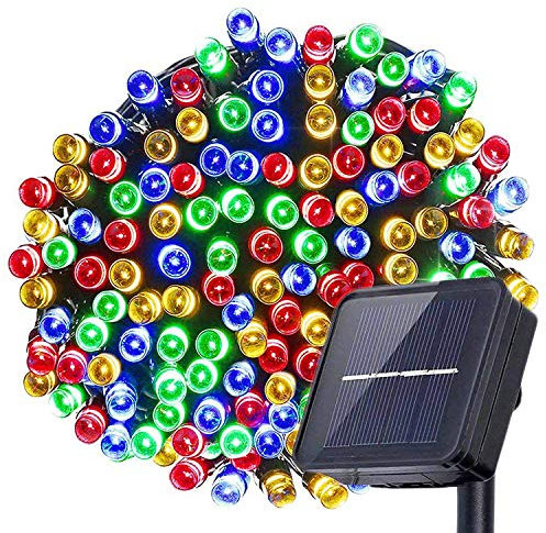 Planet Solar 200 Multi-Colour LED String Fairy Lights 20m Solar Powered Water Resistant Night Sensor Home Outdoor Garden Fence Patio Decoration
