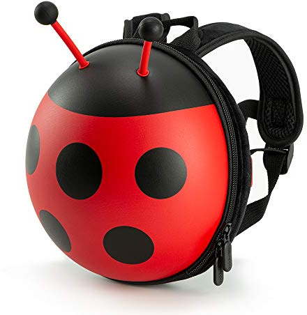 KIDDIETOTES Ladybug Rucksack für Kleinkinder und Kinder, Kita und Vorschule, Rot/Ausflug, einfarbig (Getaway Solids), Large Red Ladybug, Großer roter Marienkäfer