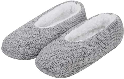 Strickhausschuhe Damen Indoor Schuhe Plüsch Bettschuhe Weiche Stoppersocken Ballerina Kuschelsocken Stricken Winterhausschuhe Rutschfeste Slipper Fuß Warme Plüschhausschuhe Weihnacht Geschenk