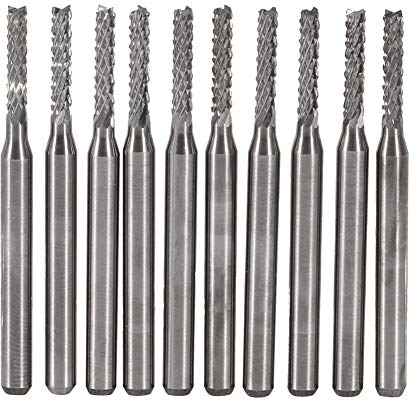 Akozon Molino de extremo cuadrado de carburo 10pcs 2mm Fresas de extremo de carburo cementado Broca para tallar brocas Cortador SMT/CNC/PCB