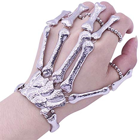 JTLB Skelett Hand Halloween Armband Punk Rock Gothic Skeleton Knochen-Handtalon Greifer-Schädel-Armband Party Schmuck