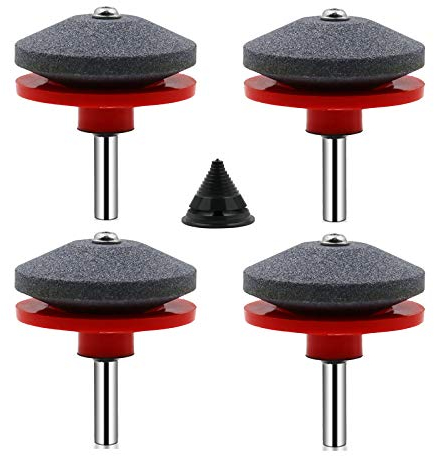 SIYI-XIU 4 Pezzi Affilacoltelli Tosaerba Mower Sharpener e bilanciatore per lame per Power Drill Hand Drill Garden Tool,50 x 55mm,Rosso