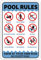 GLOBLELAND Aufschrift Pool Rules Swim at Your Own Risk No Exceptions Unterzeichnen Sie 20x30 cm 0.9 mm Aluminium Warnschild, UV geschützt und wasserdicht