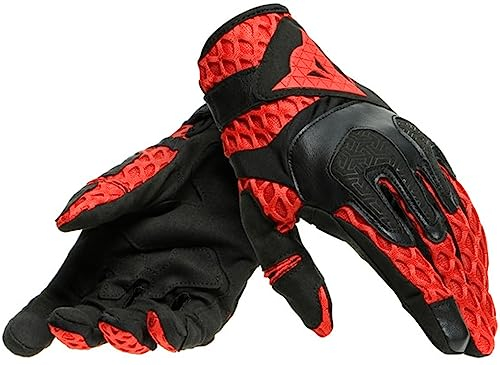 Dainese Air-Maze Unisex Gloves, Motorradhandschuhe Sommer Textil, für Damen und Herren, Schwarz/Rot, XXXL