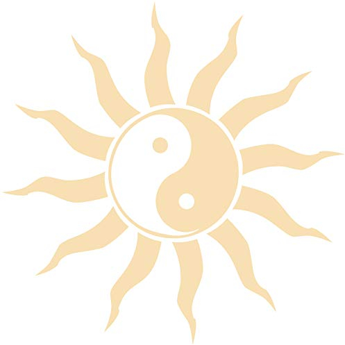 wall-refine WM-00285 | Yin Yang Sonne | 40 x 40 cm, beige, seidenmatt, Wandtattoo Wandaufkleber in Premium Qualität, Wanddeko Deko Zeichen Mandala Tribal Symbol Flur Diele Asien
