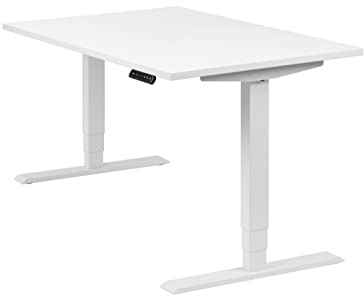 boho office® höhenverstellbarer Schreibtisch 120 x 80 cm - Elektrisch stufenlos, 2 Motoren, 3-Fach Teleskop, Memoryfunktion, inkl. Wireless Charger - Homedesk Weiß inkl. Tischplatte in Weiß