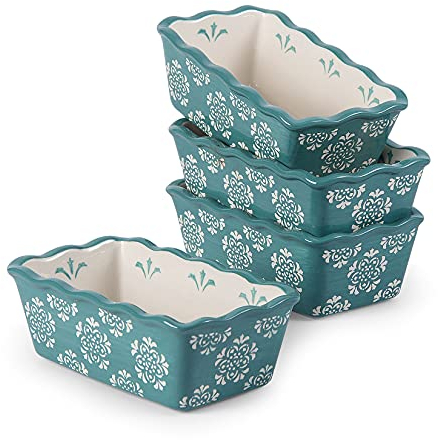Original Heart Kastenform Keramik-Brotpfanne, 4 Stück Mini-Kastenbackformen, Mini-Kastenform zum Backen von Brot, antihaftbeschichtete Brotlaibform, 15,2 cm Hackbratenform, Backformen für die Küche