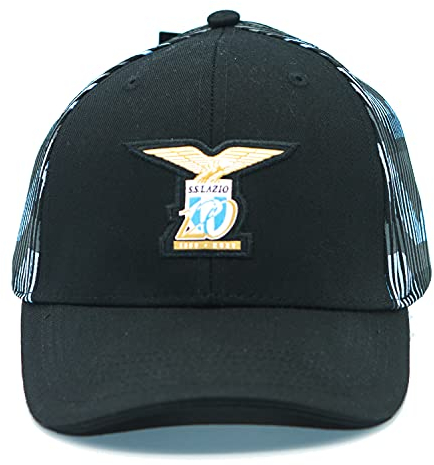 Generico Gorra de niño con visera de SS Lazio - Producto oficial con logo - Gorra de béisbol para niño - Incluye llavero de balón de fútbol Negro y azul. Talla única