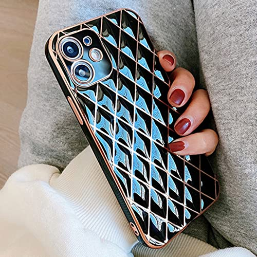 OWM iPhone 11 Case Silicone [Quilted Designer Back] Shockproof Gold Edging Luxury Girls Women [Camera Lens Protective] Phone Cover Compatible for iPhone 11-6.1 Inch (Black)