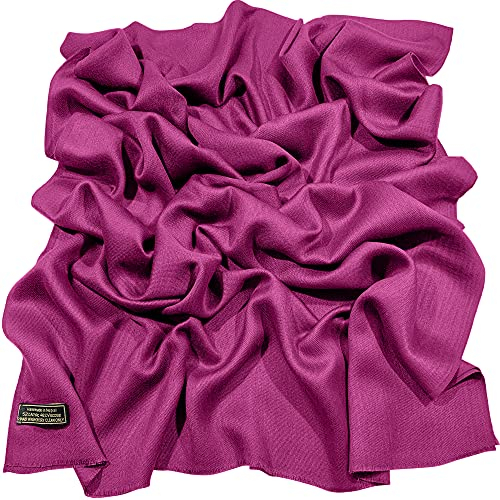 CJ Apparel Fuchsia Violett Normallack Design Nepalesischer Fransenschal Schal Stola Wrap Pashmina NEU