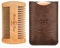 Menesia Wooden Beard Comb with Brown Skull Design for Men, Fine & Coarse Teeth, Travel Pocket Comb for Beards & Mustaches & Hair, Includes Vegan Leather Case