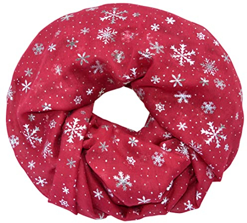 Damen Schlauchschal Loopschal Rundschal Christmas Weihnachten Schneeflocken Glocken Schneemann Halstuch Halsschal Loop Schal Weich