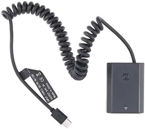 FOTGA USB-C Type-C to Full Decoded NP-FZ100 Dummy Battery Power Adapter Spring Cable for Sony A9 A9II A7III A7RIII A7SIII A7R3 A7R4 A7IV A6600 A7C A1 Camera