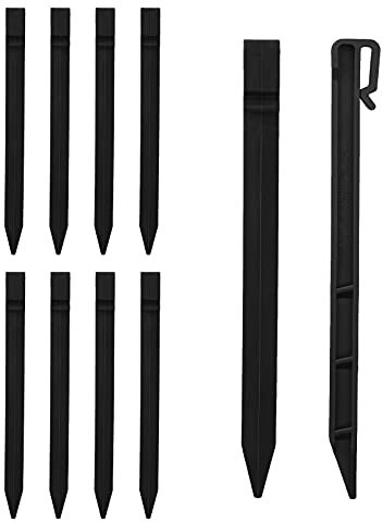 ZHDOKA Lot de 20 crochets de jardin en plastique de 24 cm - Piquets d'ancrage en spirale en nylon - Piquets d'ancrage de paysage, piquets pour clôture de jardin, Noir