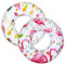 HeySplash Cartoon Schwimmring, Aufblasbar Haltbar Runde Schwimmreifen Flamingo Sommer Pool Beach Party Lounge Floßrohr Spielzeug mit Reparatursatz für Erwachsene 80 cm Durchmesser, Weiß+Rosa/Gelb