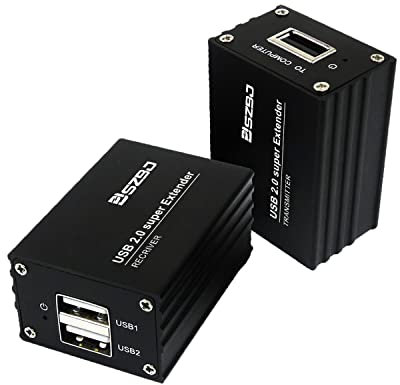 SZBJ USB Extender Over RJ45 Cat5E/6 up to 230ft/70M Ethernet Cable Extender with Power Adapter with 2 USB2.0 Output-Full USB 2.0 Support for Keyboard,Dongle,Mouse,Webcam,and All Operating System 102