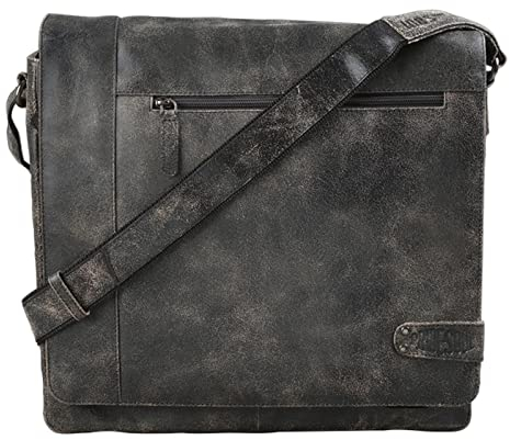 fixbag FB1347156 - Fahrrad-Umhängetasche mit Klickfix Adapterplatte + Extender Adapter fürs Fahrrad, Fahrradtasche, Schultertasche aus Echt Leder, Tasche ca. 31 x 34,5 x 9 cm, Schwarz