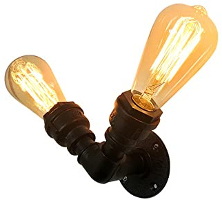 Jadssox Retro-Steampunk-Wandleuchte, industrielle Rohr-Wandleuchte, Vintage-Metall-Wasserrohr-Wandlampe für Loft-Bar-Café, rustikale Bauernhaus-Leuchte in antiker Bronze